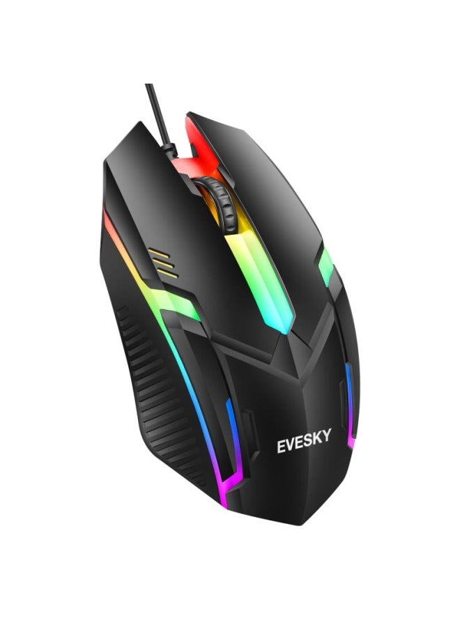 Product To Wired Mouse Mute Game E-sports Mechanical Office Usb Desktop Laptop-Color:E03 Black Gaming Mouse - Image 4