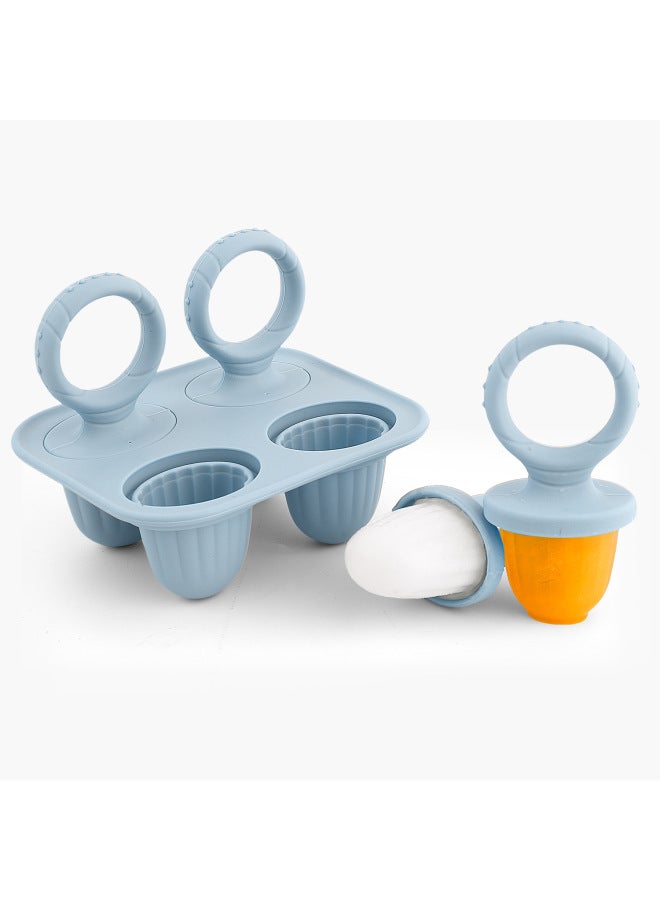 Baby Molar Popsicle Ice Cream Mold Making Popsicle Ice Cream Food Grade Silicone Special Mold Homemade Ice Cream-Specifications:Type B (grey Blue)-chassis + Round Handle-color:Teething Popsicle Mold  - Image 1