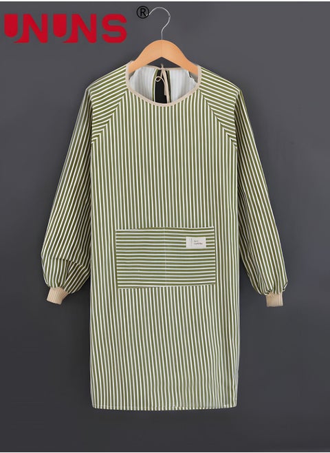 Kitchen Apron With Pockets,Long Sleeves Stripped Apron Apron For Cooking Baking Cleaning Work