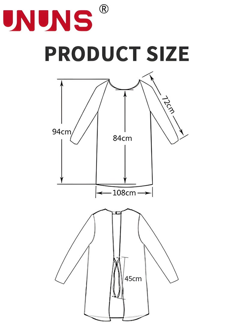 UNUNS - Kitchen Apron With Pockets,Long Sleeves Stripped Apron Apron For Cooking Baking Cleaning Work - Image 1