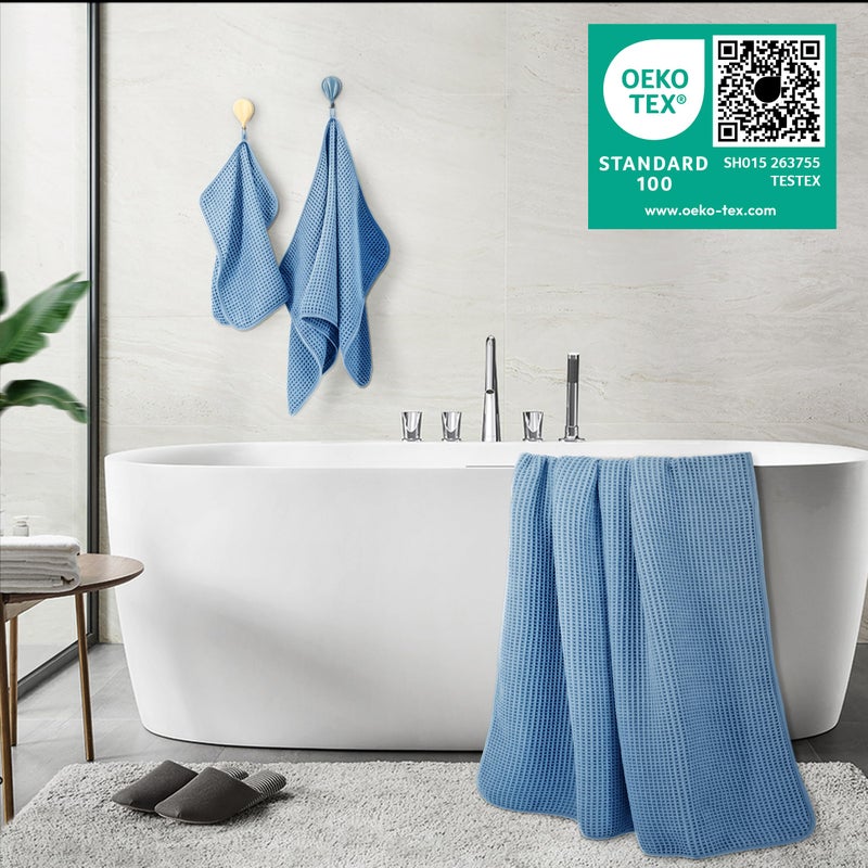 POLYTE Oversize, 60 x 30 in., Quick Dry Lint Free Microfiber Bath Towel Set, 6 Piece (Waffle Weave) - Image 4