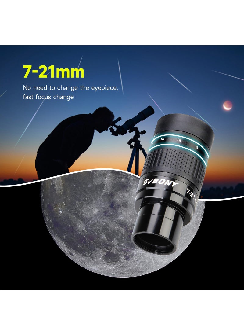 SVBONY SVBONY SV135 Zoom Eyepiece, Zoom 7 to 21mm 1.25 Inch Telescope Eyepiece, 6 Element 4 Group Telescope Accessories for Astronomic Telescopes Visual  - Image 2