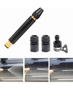 BIGTHREE Garden Hose Nozzles, Car Washing Metal High-Pressure Water Nozzles, 3 Adjustable Spray Patterns Metal Nozzle Garden Hose Sprinkler, for Car&Pet Washing, Garden Watering  - Image 1