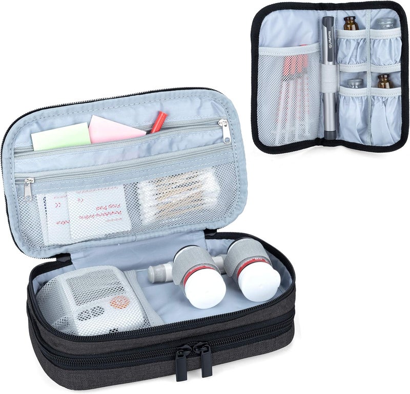 LUXJA Insulin Travel Case, Double Layer Insulin Bag for Insulin Pens, Glucose Meter and other Diabetic Supplies (Bag Only), Black