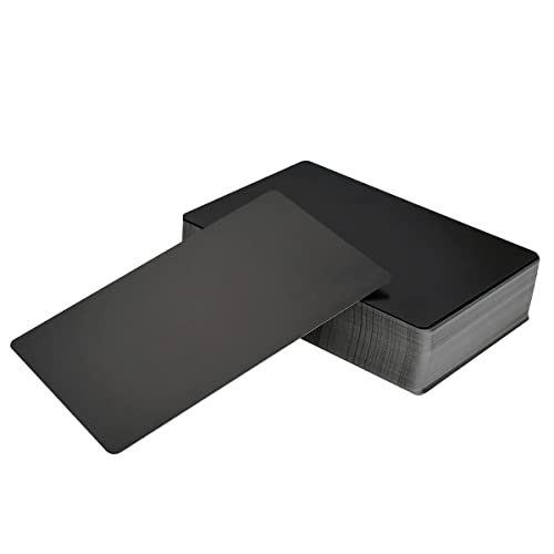 Bilkeru 100pcs Blank Business Cards - Aluminum Sublimation Cards, 3.4 x 2.1 Inch (Black) - Image 1