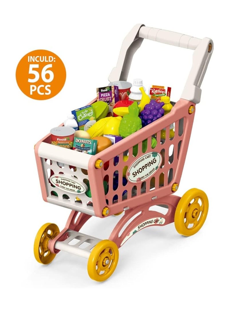 Home Pretend Supermarket Trolley Accessory Kit with Wheels Role Play Set for Kids  - Image 2