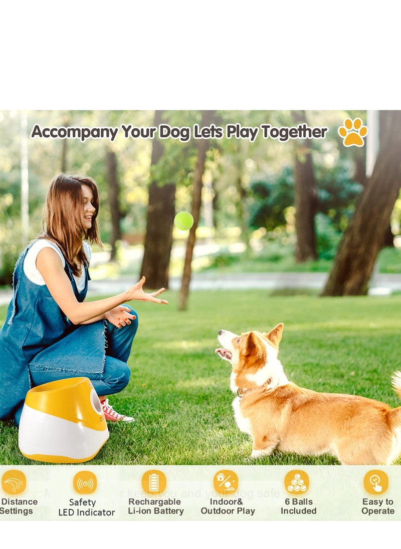 SYOSI - Dog Automatic Ball Launcher for Small and Medium Dogs, Interactive Dog Tennis Ball Throwing Machine Mental Stimulation Toys for Dogs Enrichment Toy for Indoor& Outdoor Use, 6 Balls Included - Image 1