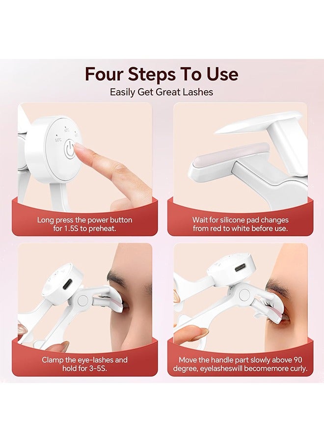 general Heated Eyelash Curlers with 3 Heating Modes, C-Shaped Natural Curling, 24 Hours Long Lasting, Rechargeable Electric Eyelash Curler with Type-C, Anti-Burn Mini Lash Curler, Gift for Women Girls, White - Image 2