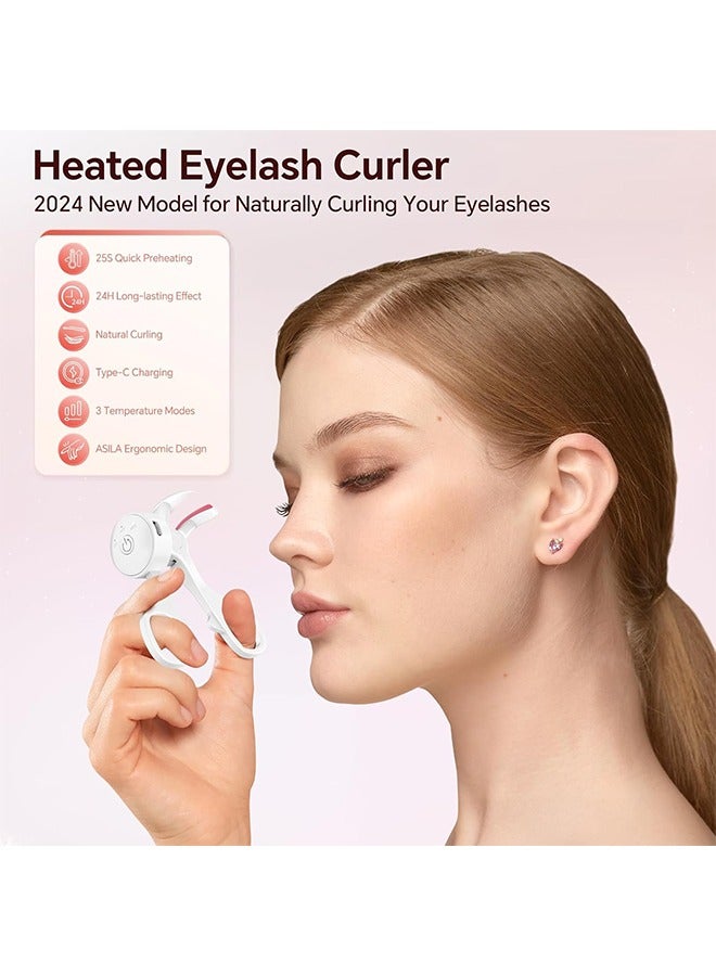general Heated Eyelash Curlers with 3 Heating Modes, C-Shaped Natural Curling, 24 Hours Long Lasting, Rechargeable Electric Eyelash Curler with Type-C, Anti-Burn Mini Lash Curler, Gift for Women Girls, White - Image 3