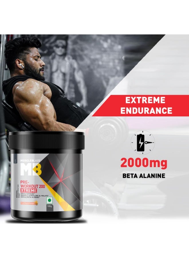 مسل بلايز مسحوق MuscleBlaze Pre Workout 200 Xtreme بنكهة الفاكهة المشكلة (100 جم) + عبوة خلط (شيكر) Cyclone Blender (700 مل) - Image 3