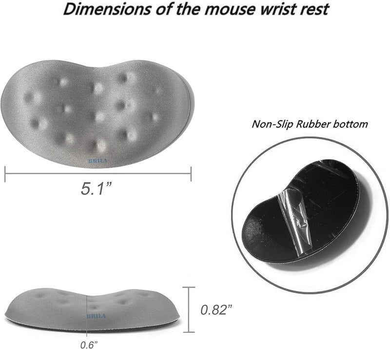 BRILA Ergonomic Memory Foam Mouse Wrist Rest Support Pad Cushion for Computer, Laptop, Office Work, PC Gaming - Massage Holes Design - Wrist Pain Relief (Grey Mouse Wrist Rest) - Image 3