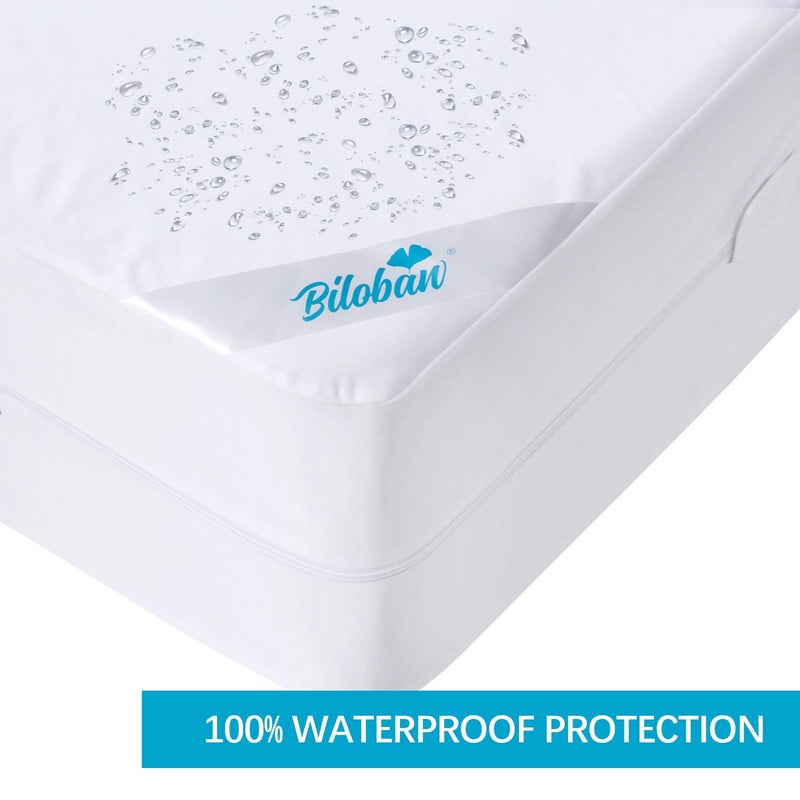 Biloban Waterproof Mattress Protector (3/4/5/7/9/13Inches) King, Zippered Mattress Cover, High Profile Mattress Encasement, 6 Sides Wrapping - Image 3