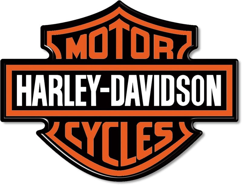 labelbike 3D Motorcycle Emblem Logo Sticker for Tank Compatible with HARLEY DAVIDSON - Size 9.5x7 cm - Black Orange White - Image 1