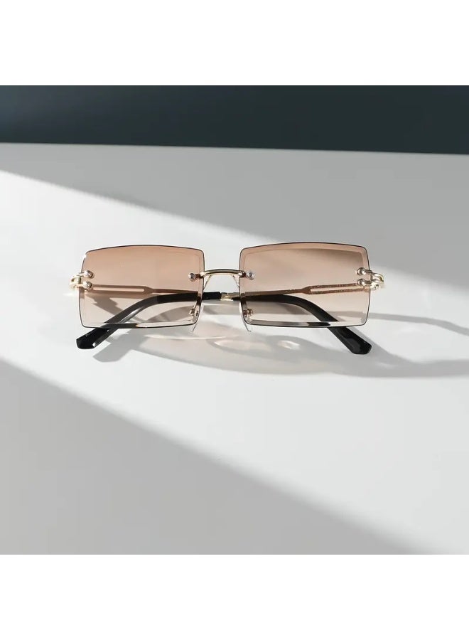 SCENT HOUSE Chic Rimless Rectangle Fashion Glasses for Men & Women, Metal Frame, Perfect for Driving, & (Includes eyeglass case),sunglasses - Image 5