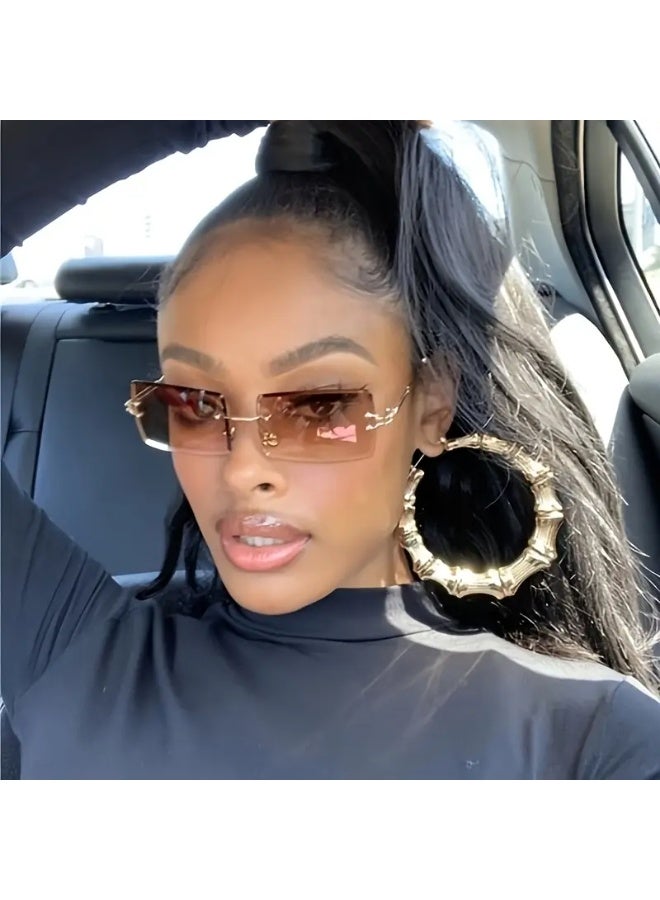 SCENT HOUSE Chic Rimless Rectangle Fashion Glasses for Men & Women, Metal Frame, Perfect for Driving, & (Includes eyeglass case),sunglasses - Image 2