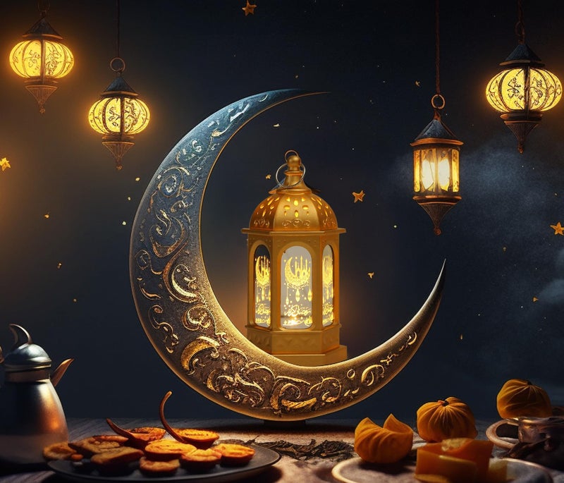 Hying 2 Pieces Eid Mubarak Lanterns Decoration 5.2" Height Hanging Lamp Ramadan Flameless Candle Holder with Transparent Glass Eid Mubarak Gifts Lantern for Home Tabletop Decor - Image 4