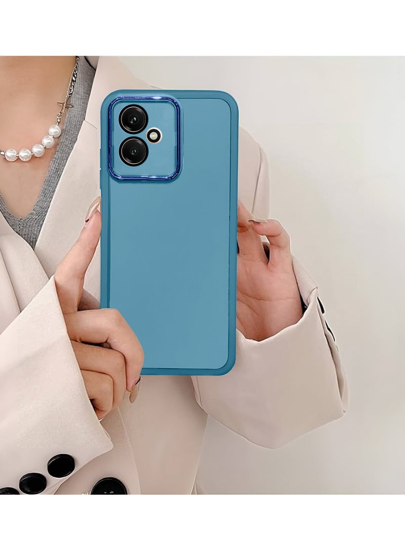 Wtech Infinix Smart 10 4G 2025 Soft Transparent TPU Camera Protection Silicone Ultra Thin Phone Stylish Electroplated Camera Border Back Case Cover - Blue - Image 4