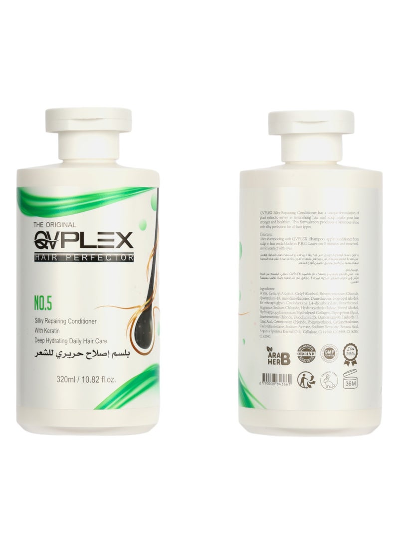 QVPLEX THE ORIGINAL HAIR PERFECTOR NO.5 Silky Repairing Conditioner With Keratin Deep Hydrating Daily Hair Care 320 ml / 10.82 fl.oz. - Image 3