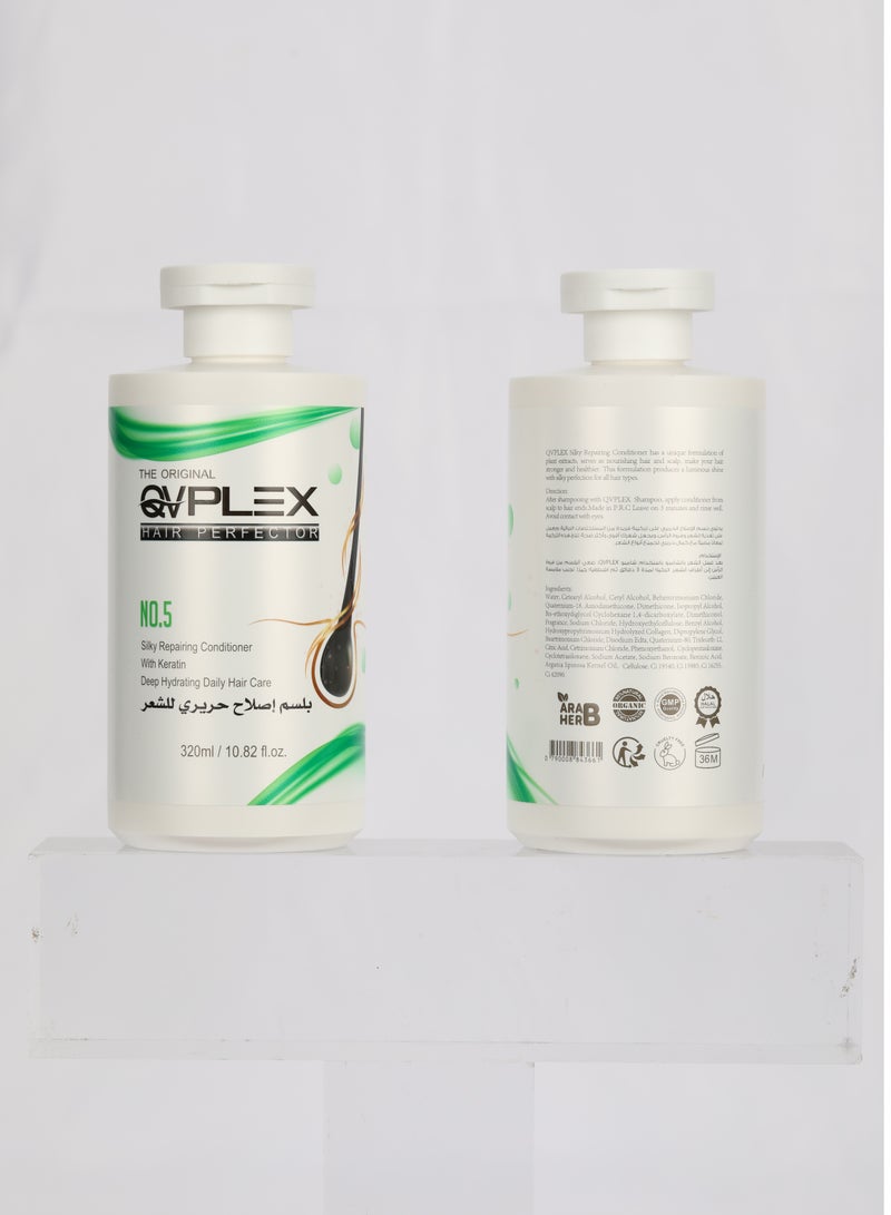 QVPLEX THE ORIGINAL HAIR PERFECTOR NO.5 Silky Repairing Conditioner With Keratin Deep Hydrating Daily Hair Care 320 ml / 10.82 fl.oz. - Image 5