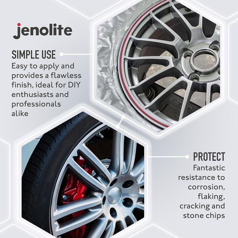 JENOLITE طلاء رذاذ لجنوط العجلات الفضية من جينولايت | 400 مل | طلاء جنوط عجلات فاخر | مقاوم للتآكل | استعادة وتجديد جنوط العجلات - Image 3