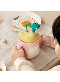 Babycare Babycare - Baby Milk Cup, Glass, T-Rex Toby Pink, BPA-Free, Non-Toxic, Safe for Babies, Leak-Proof, Durable Glass Cup, Easy Grip Handle, Ideal for Toddlers, Eco-Friendly 250 ml  - Image 3
