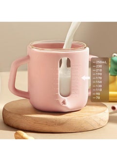 Babycare Babycare - Baby Milk Cup, Glass, T-Rex Toby Pink, BPA-Free, Non-Toxic, Safe for Babies, Leak-Proof, Durable Glass Cup, Easy Grip Handle, Ideal for Toddlers, Eco-Friendly 250 ml  - Image 4