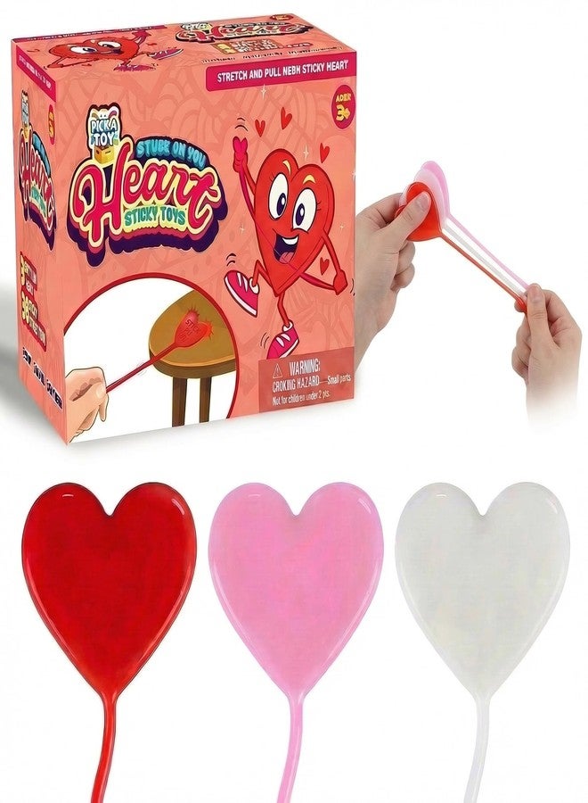 PICK A TOY Heart Sticky Hands 36 Pack – Stretchy Sticky Hand Toys Bulk Party Favors for Kids 4-8 8-12, Goodie Bag Stuffers Classroom Prizes, Summer Party Supplies, Treasure Box Toys - Image 1