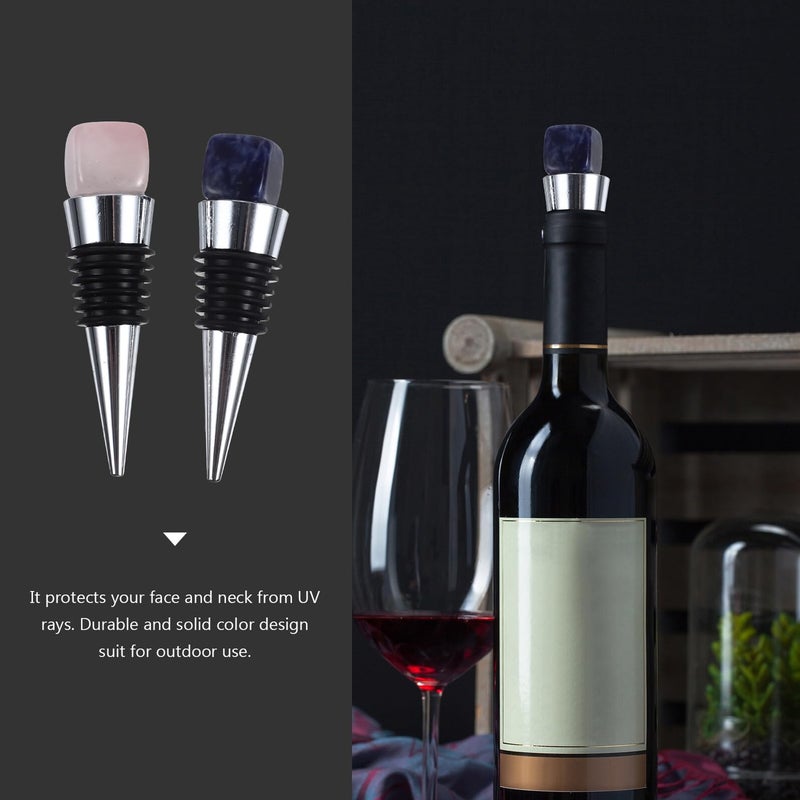 Reusable Crystal Wine Bottle Stopper Set With Blue Vein Pink Gemstone Sealing Saver 2pcs - Image 5