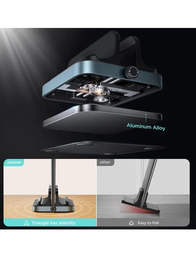 JOYROOM حامل كمبيوتر محمول عمودي، حامل كمبيوتر محمول من الألومنيوم سهل الاستخدام ويوفر المساحة، حامل هاتف بتصميم 3 في 1 مع مقبض قابل للتعديل لأجهزة الكمبيوتر المحمولة والهواتف اللوحية، (أبيض)  - Image 3