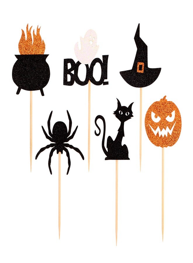 Ercadio 36 Pack Halloween Cupcake Toppers Witch Hat Spider Pumpkin Ghost Cat Cupcake Picks Baby Shower Birthday Halloween Themed Party Cake Decorations Supplies - Image 3