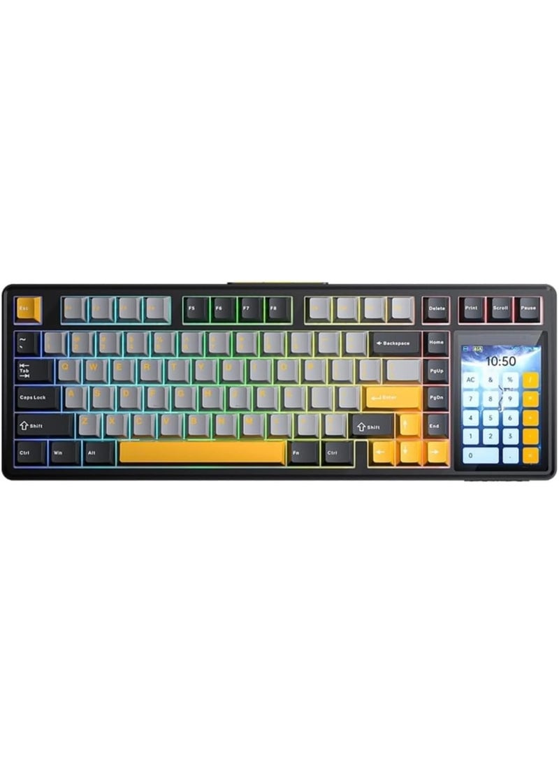 AULA L99 Wireless Mechanical Gaming Keyboard 75% with 3.98" IPS Touch Screen 8000mAh Battery Tri-Mode Bluetooth 5.0 / 2.4GHz / USB-C Hot Swappable Gasket Mount Raindrop Switch RGB Backlit PBT Keycaps Custom Keyboard for PC Mac - Image 1