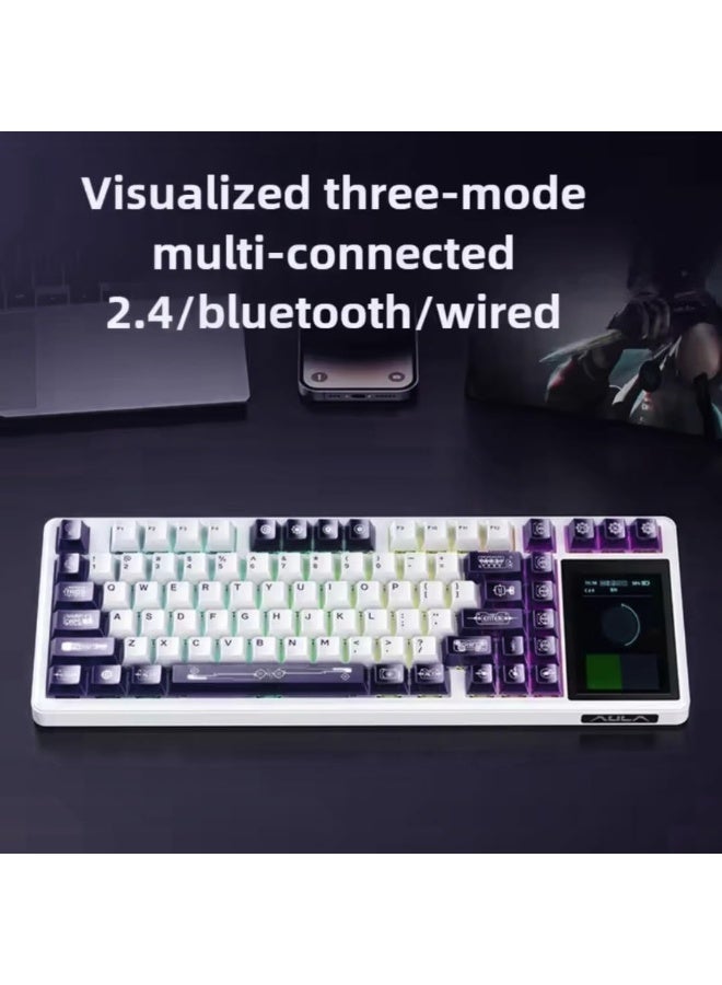 AULA L99 Wireless Mechanical Gaming Keyboard 75% with 3.98" IPS Touch Screen 8000mAh Battery Tri-Mode Bluetooth 5.0 / 2.4GHz / USB-C Hot Swappable Gasket Mount Raindrop Switch RGB Backlit PBT Keycaps Custom Keyboard for PC Mac - Image 3