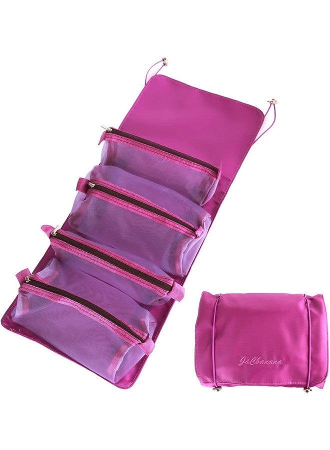 HaRvic Cosmetic Makeup Kit Storage Makeup Pouches for Women Makeup Bag Roll Up Makeup Hanging Bag Makeup Organizer Foldable Makeup Storage Bag for Cosmetics Toiletry Bag with 4 Compartments - Image 3