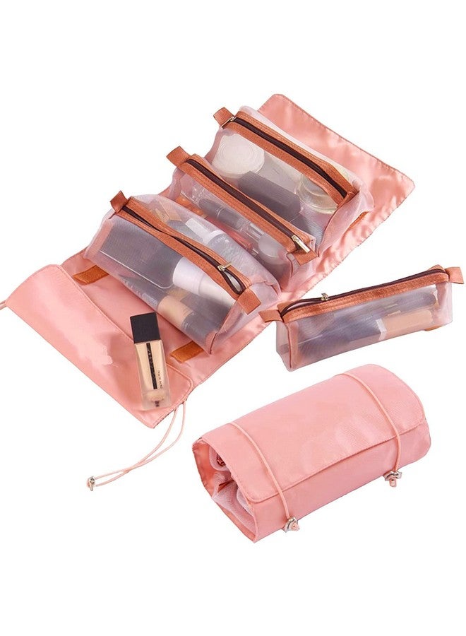 HaRvic Cosmetic Makeup Kit Storage Makeup Pouches for Women Makeup Bag Roll Up Makeup Hanging Bag Makeup Organizer Foldable Makeup Storage Bag for Cosmetics Toiletry Bag with 4 Compartments - Image 1