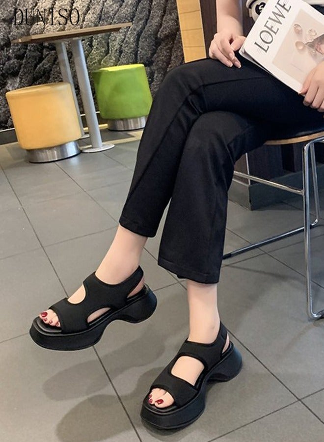 DUNISO Women's Summer Walking Sandals Air Cushion Support Platform Ankle Strap Shoes Comfortable Casual Wedge Sandals Beach Sandals - Image 4