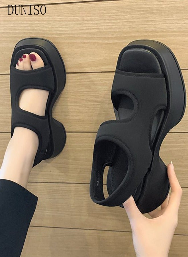 DUNISO Women's Summer Walking Sandals Air Cushion Support Platform Ankle Strap Shoes Comfortable Casual Wedge Sandals Beach Sandals - Image 3