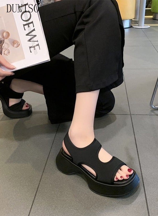 DUNISO Women's Summer Walking Sandals Air Cushion Support Platform Ankle Strap Shoes Comfortable Casual Wedge Sandals Beach Sandals - Image 5