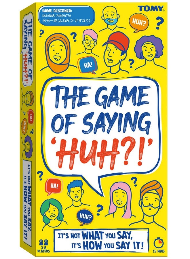 TOMY The Game of Saying 'Huh?!' - Voice Impressions Card Games - Funny Party Game of Acting and Guessing - Family Board Games for Adults and Kids - 3-8 Players - Ages 8 Years and Up - Image 3