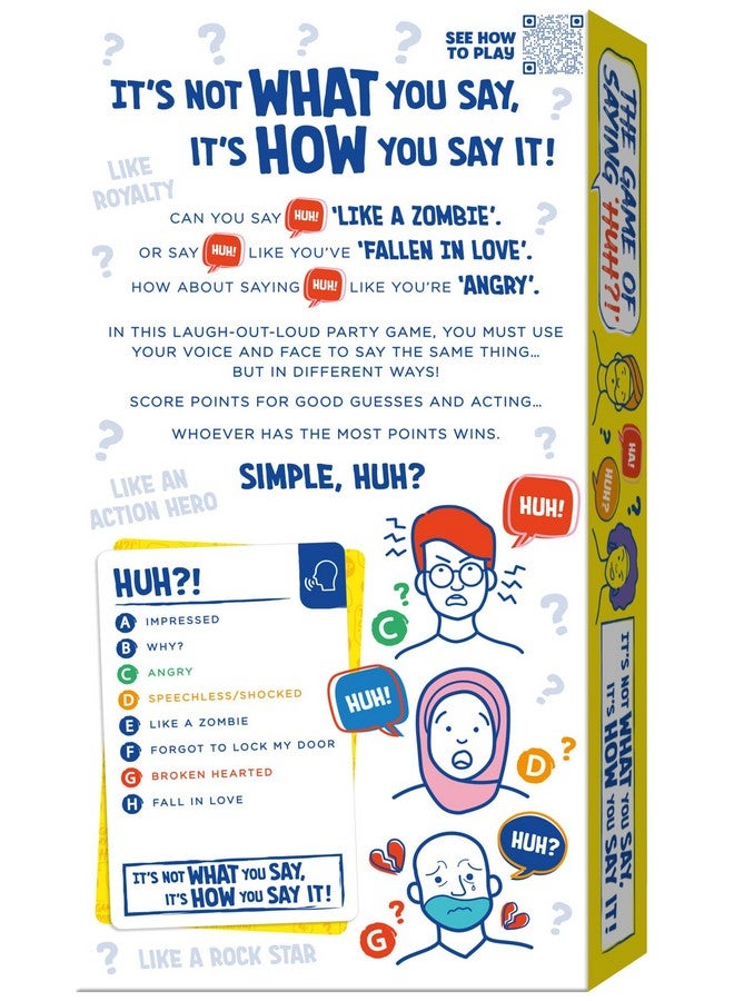 TOMY The Game of Saying 'Huh?!' - Voice Impressions Card Games - Funny Party Game of Acting and Guessing - Family Board Games for Adults and Kids - 3-8 Players - Ages 8 Years and Up - Image 4