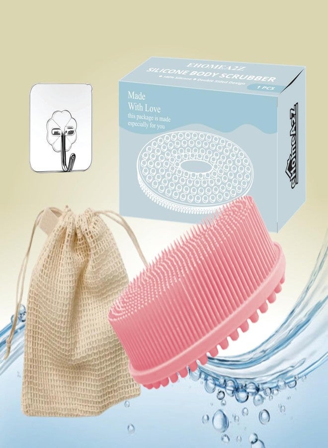 eHomeA2Z Silicone Body Scrubber, Gentle exfoliating Body Scrubber That's Easy to Clean, Lathers Well, Long Lasting, and More Hygienic Than Traditional Shower Loofah (Pink) - Image 1