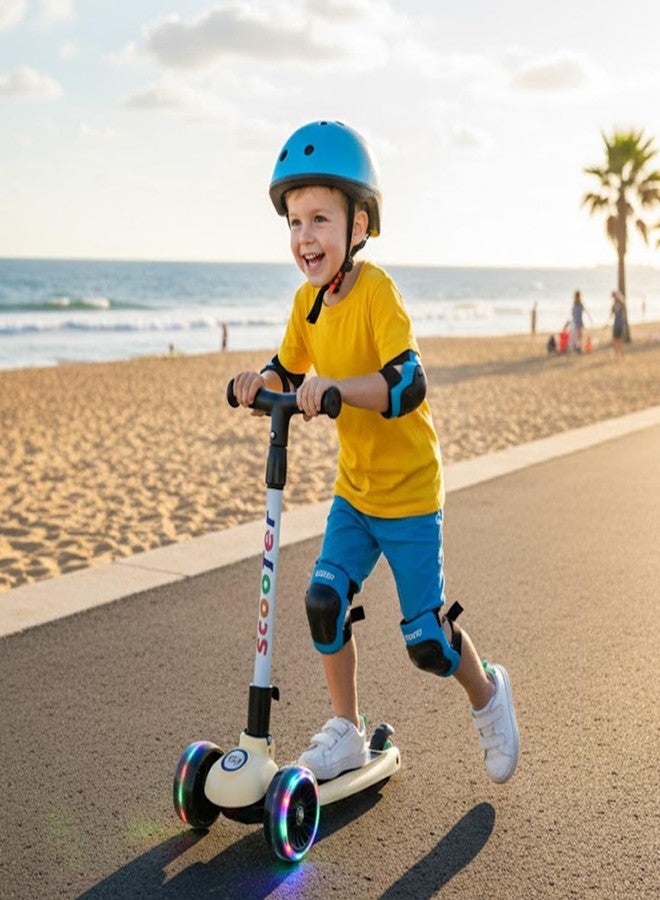 NHR Kick Scooter for Kids, Foldable Scooter with 4 Adjustable Height Levels & Colorful Light Wheels, Lightweight Scooty for Boys & Girls (3+ Years, Black) - Image 1