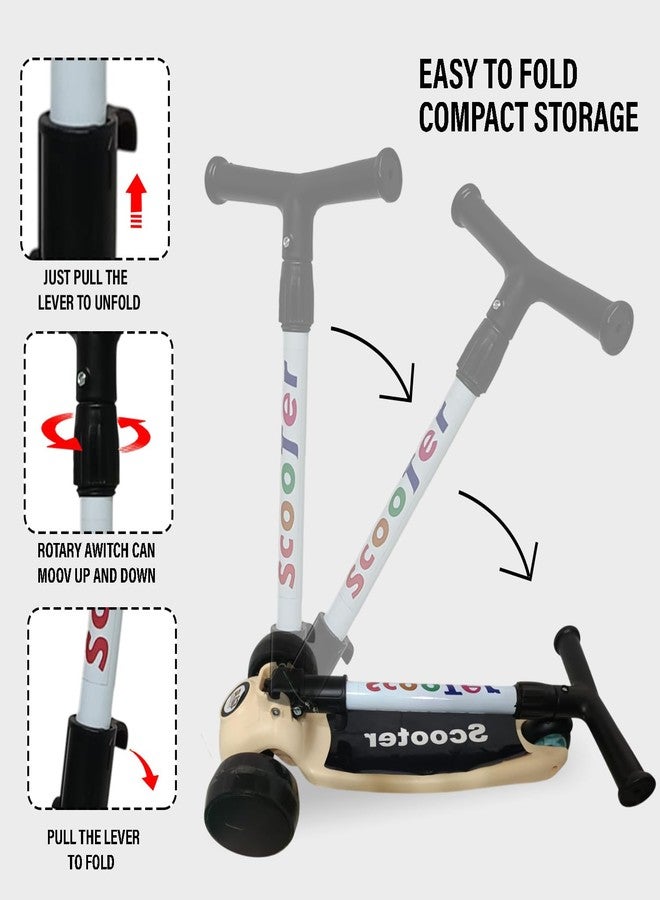 NHR Kick Scooter for Kids, Foldable Scooter with 4 Adjustable Height Levels & Colorful Light Wheels, Lightweight Scooty for Boys & Girls (3+ Years, Black) - Image 4