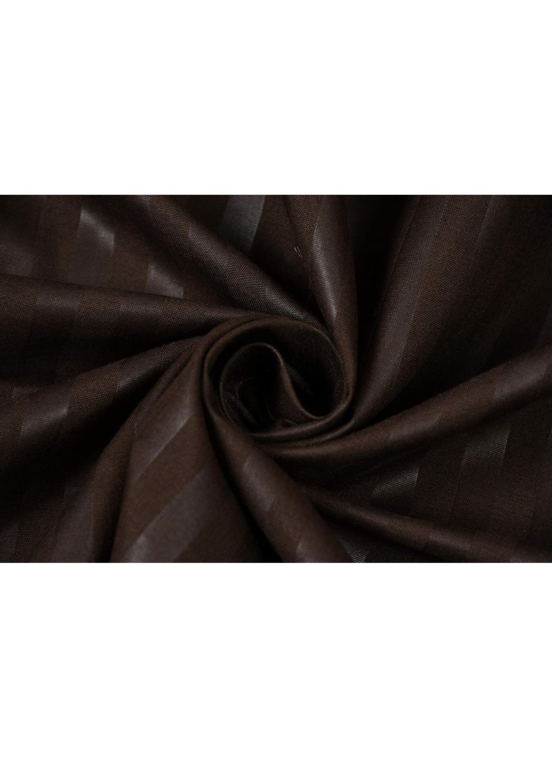 IVAZA IVAZA 220 TC 100 Cambric Cotton Satin Striped Mix N Match Bedsheet Set for Double Size Bed DurableDouble Bedsheet with 2 Pillow Covers Coffee  - Image 2