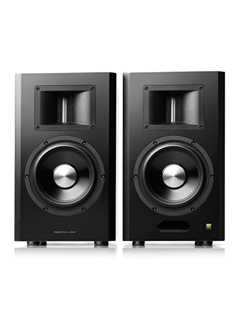 AIRPULSE - Airpulse A300 Pro Cherry Wood Styling Dual Active Bookshelf Speaker - Image 1
