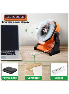 Camping Fan Table Fan Portable Fan with LED Light Design Desk Fan Rechargeable Adjustable Speed Brightness with Hook for Camping Hiking BBQ Indoor Outdoor Home Office Travel (USB Powered) - pzsku/ZCE408E44A1718A236E47Z/45/_/1711613853/d44fe2a8-065b-4231-bbc5-9ca02cfb537a