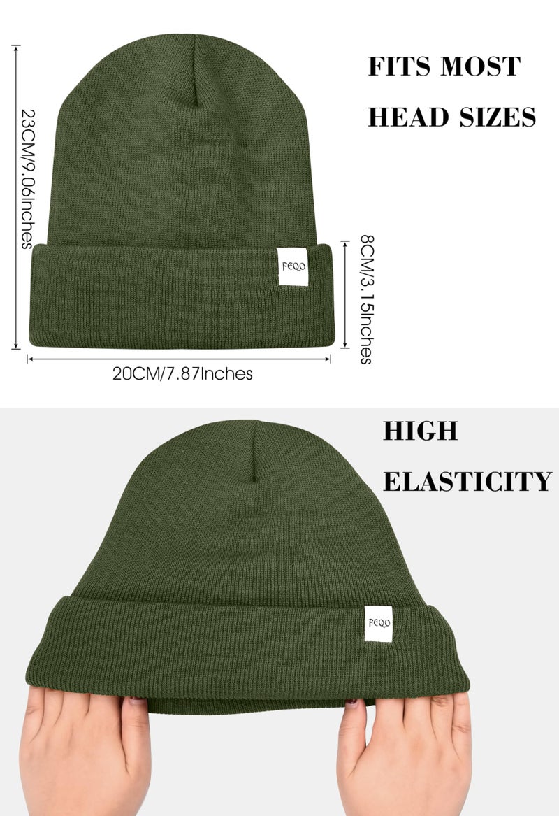 FEQO 8 Pack Satin Lined Winter Beanie Soft Silk Lined Beanies Knit Winter Warm Cuffed Hats for Women Men (Classic Colors) - Image 3
