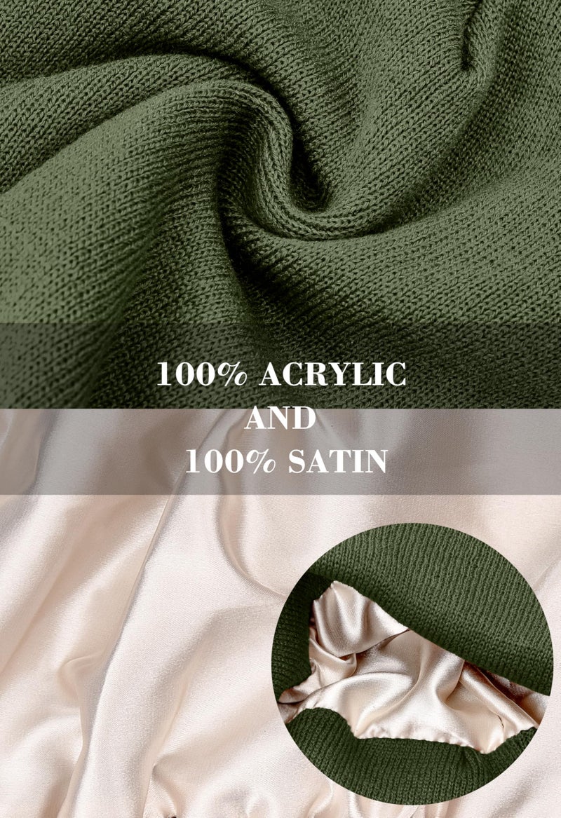 FEQO 8 Pack Satin Lined Winter Beanie Soft Silk Lined Beanies Knit Winter Warm Cuffed Hats for Women Men (Classic Colors) - Image 4
