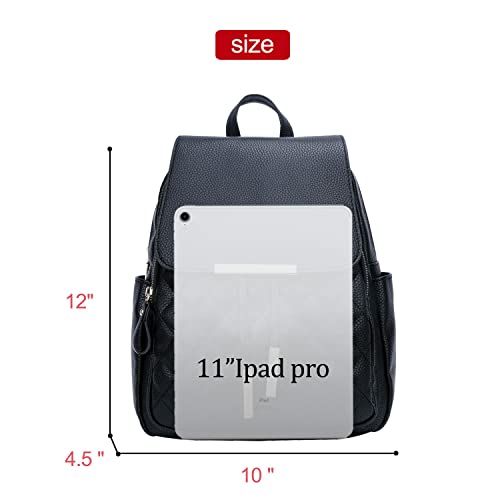 KKXIU Quilted Trendy Leather Backpack Purse for Women and Ladies Shoulder Travel Daypacks Bags (Black) - Image 5