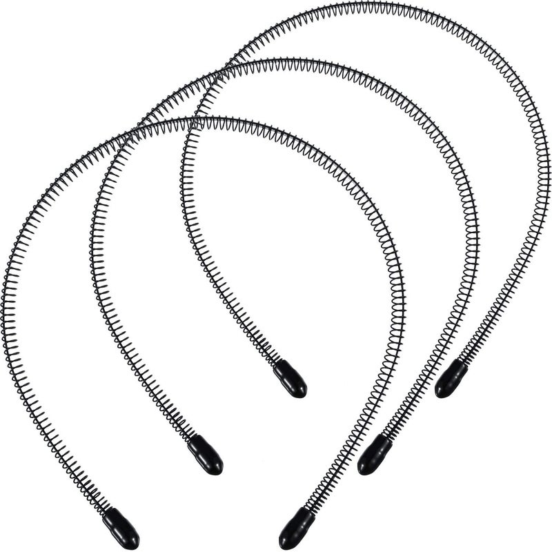 WILLBOND 3 Pack Unisex Hair Band Metal Headband Black Head Band Spring Wavy Nonslip Men Women Sports Fashion Headwear Small Spring