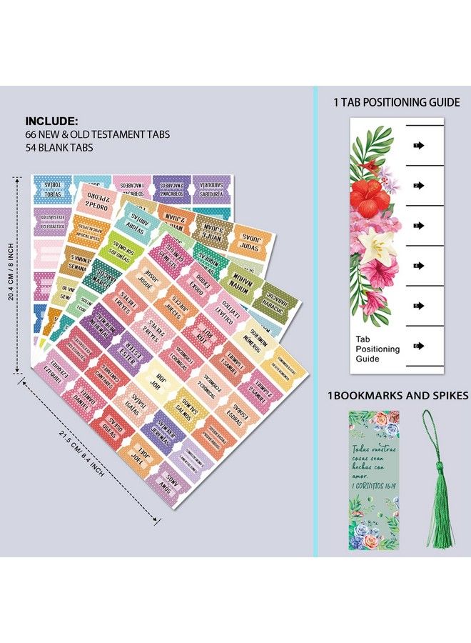 Cualfec Spanish Catholic Bible Index Tabs New & Old Testament Tabs Matte Laminated Floral Design Bible Journaling Supplies 122 Pcs (Polka Dots) - Image 3